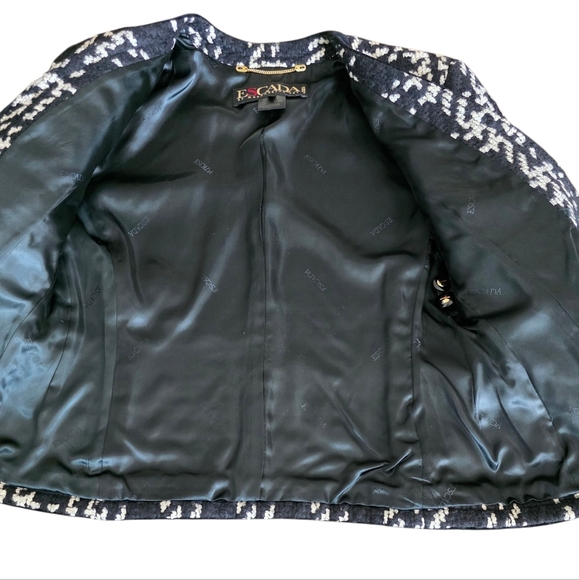 Vintage Escada by Margaretha Ley Houndstooth & Velvet Blazer,Jacket Sz 42/US 12 - Picture 9 of 16